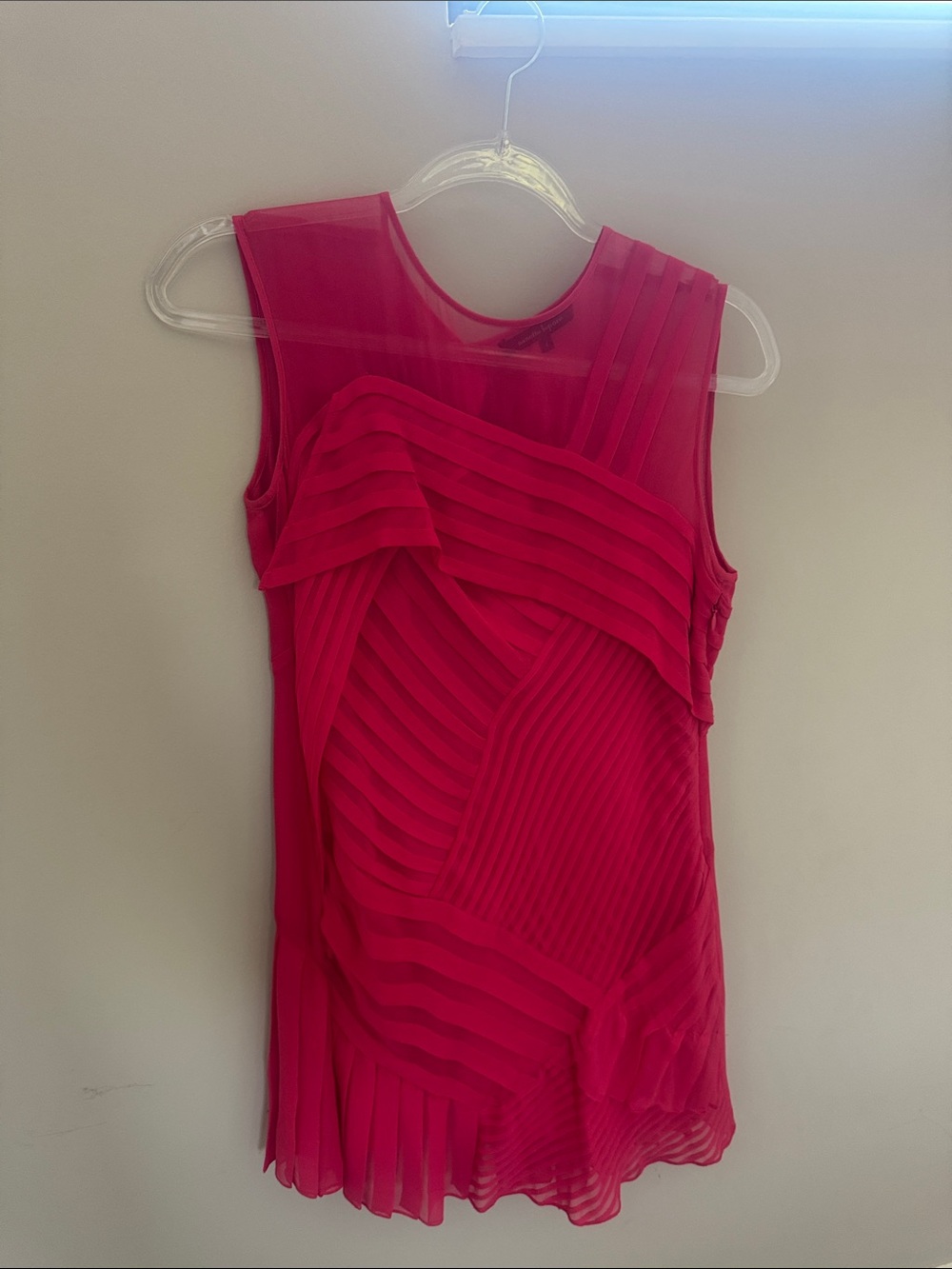 Nanette Lepore Sheer Layered Pleated Cocktail Dress - Hot Pink